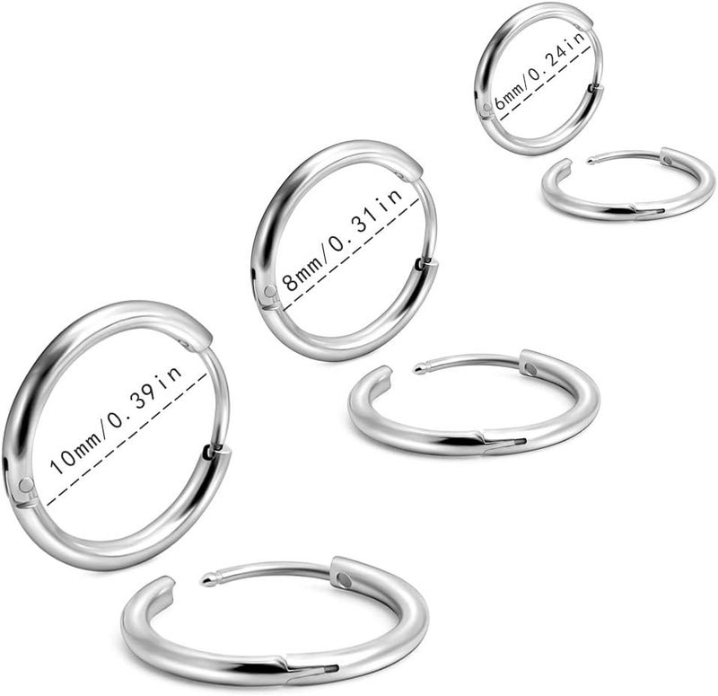 EACHLP Unisex 18K Real Gold Plating Surgical Steel Sleeper Tiny Hoop Earrings,Nose Ring Septum Ring Helix Ring Daith Ring Lip Ring Nipple Ring Snug Ring Rook Ring Body Piercing Jewelry - Image 2